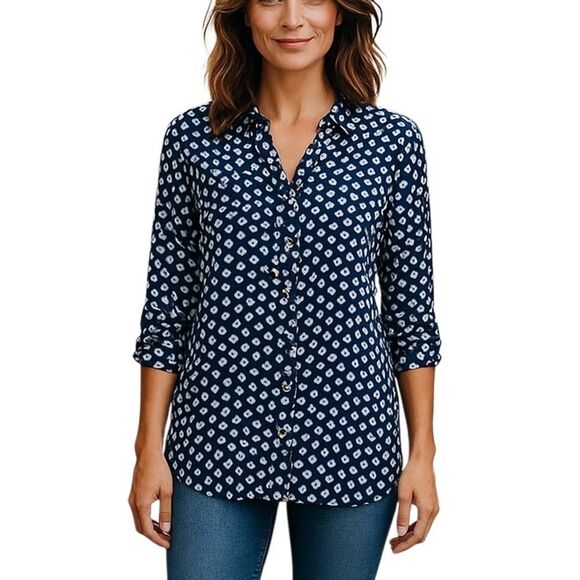 Perseption Concept Women’s Button Up Semi Sheer Top Size Large - Picture 1 of 9